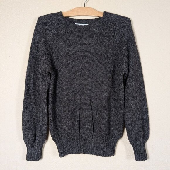 Vintage Pavo Real 100% Alpaca Wool Sweater Black Chunky Handknit M Classic - Picture 1 of 7